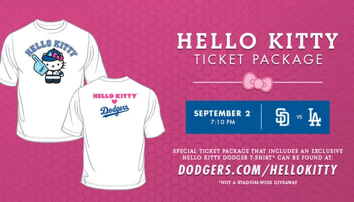 Join the Dodgers as they Play Host to Hello Kitty on Friday, September 2 - Dodgers Hello Kitty T-shirt