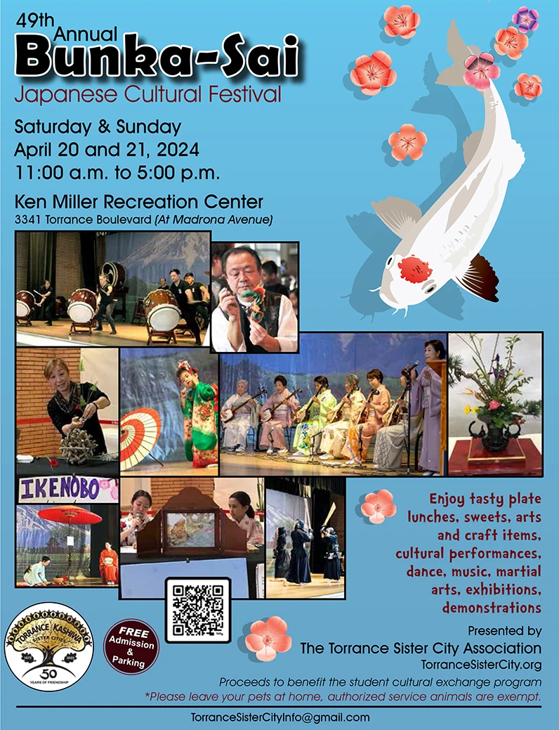 2024 - City of Torrance 49th Annual Bunka-Sai Japanese Cultural Festival (Japanese Food, Dance, Music, Calligraphy, Tea Ceremony..) (2 Days)