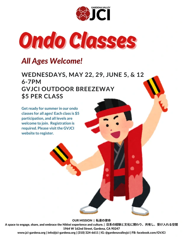 2024 Ondo Dance Practice Classes (Every Wednesday) - Gardena Valley Japanese Cultural Institute | Japanese-City.com