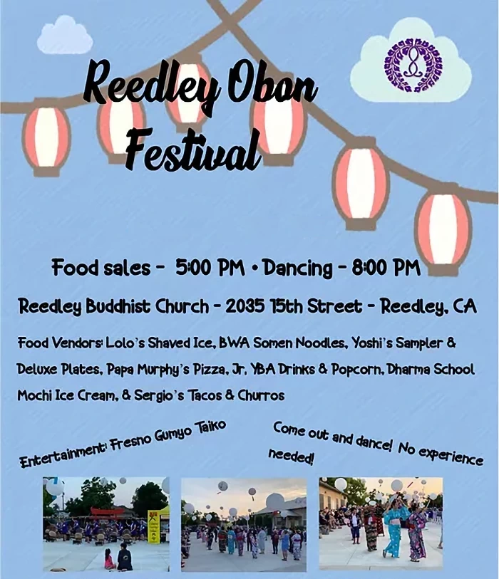 2024 Reedley Buddhist Church Obon Festival Event (Japanese Food: Beef Teriyaki Sticks, Somen, Teriyaki Chicken Bowls, Mochi Ice Cream etc.) Sat | Japanese-City.com