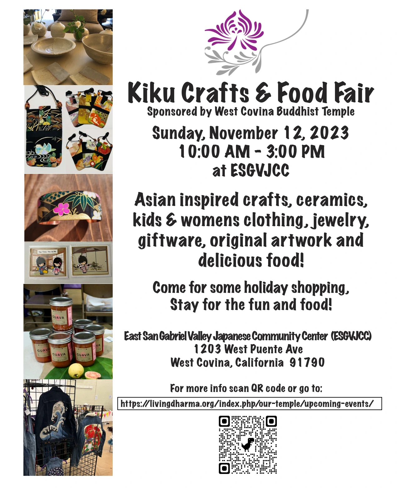 2023 KIKU Craft and Food Fair (Asian Inspired Crafts, Kids & Adult Clothing, Jewelry, Ceramics, Giftware, Original Artwork and Delicious Food!) ESGVJC
