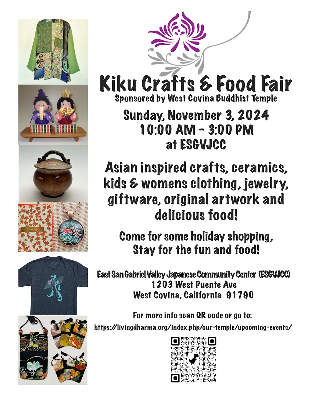 2024 KIKU Craft and Food Fair (Asian Inspired Crafts, Kids & Adult Clothing, Jewelry, Ceramics, Giftware, Original Artwork and Delicious Food!) ESGVJC | Japanese-City.com