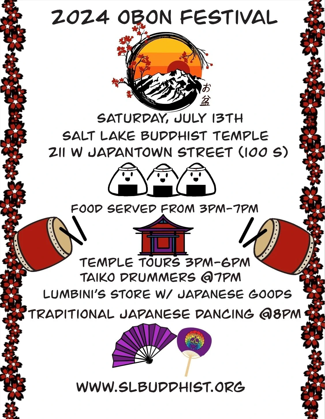 2023 Salt Lake Buddhist Temple Obon & Odori Festival Event (Japanese Food, Games, Entertainment..) Sat