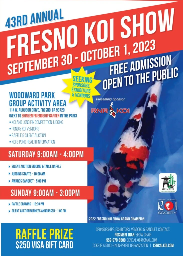 2023 - 43rd Annual Central California Koi Society Koi Show Event - Woodward Park, Fresno | Japanese-City.com