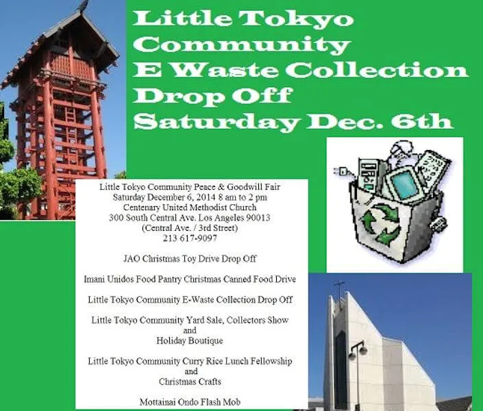 Little Tokyo Community E-waste collection and drop off & Curry Rice Lunch Fellowship and Christmas Crafts 