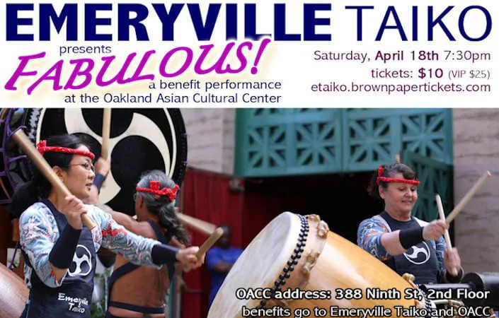 Enjoy the Fabulous Emeryville TAIKO Performance (Sales Benefit Emeryville Taiko & the Oakland Asian Cultural Center) | Japanese-City.com