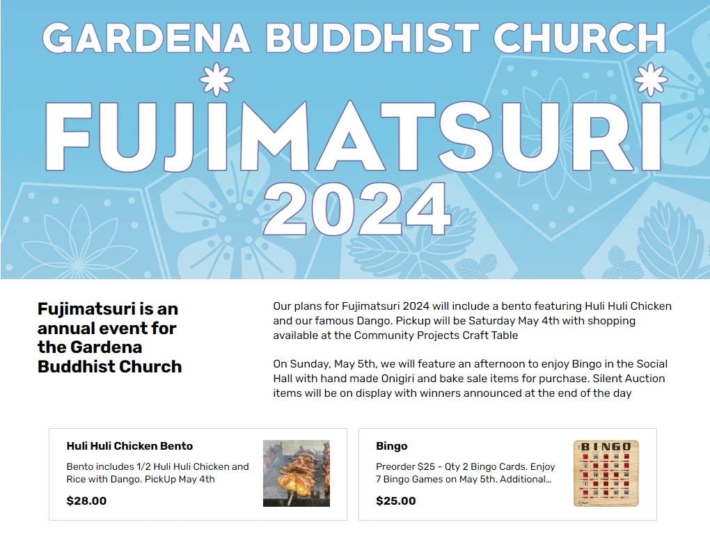 2023 Annual Japanese Fujimatsuri Bazaar Festival (Yummy Japanese Food Booths, Live Taiko, Games, etc.) (Saturday)
