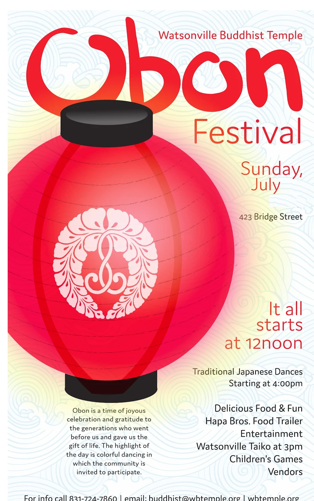 2025 Watsonville Summer Obon Festival Event (Japanese Food, Farmers Market, Japanese Performances, Taiko, Koto..) Sunday  | Japanese-City.com