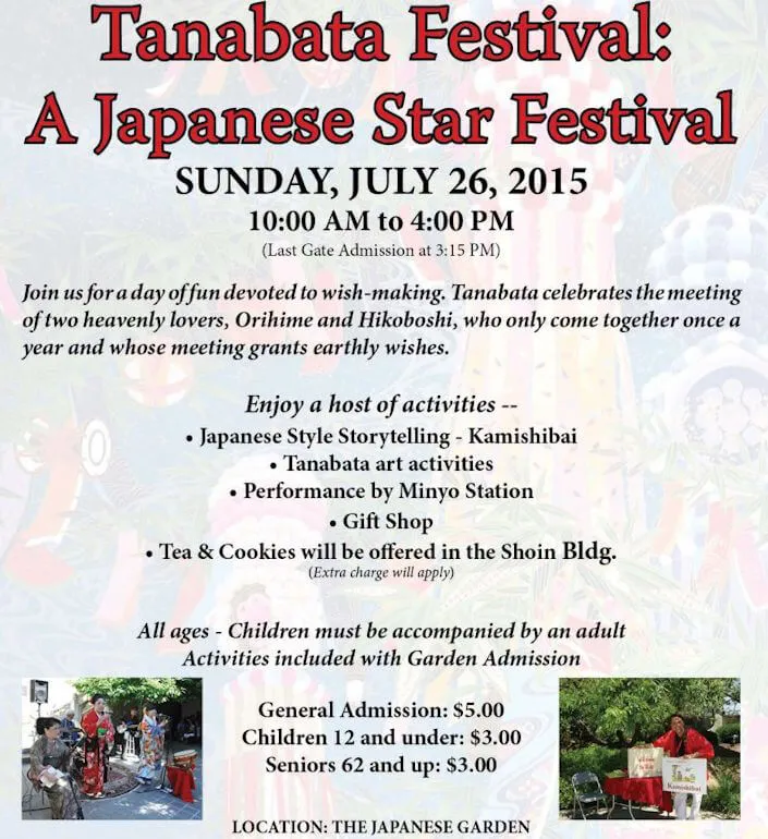 2015 Tanabata Festival - A Japanese Star Festival (Minyo Station Performs, Tea & Cookies, Japanese Style Storytelling) | Japanese-City.com