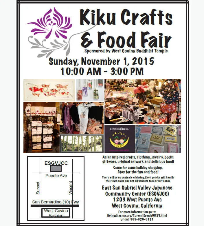 2015 Annual Kiku Craft & Food Fair (Crafts, Clothing, Giftware, Unique Wood Items & a Delicious Foods)