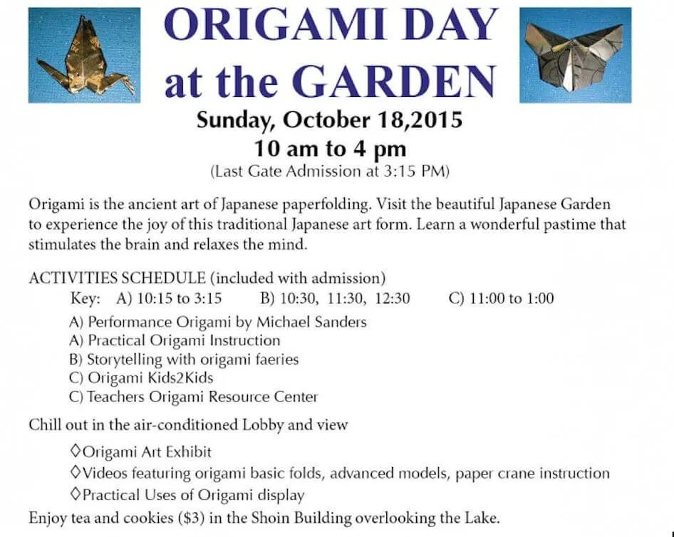 2015 Origami Day at the Japanese Garden (Origami is the Ancient Art of Japanese Paperfolding) | Japanese-City.com