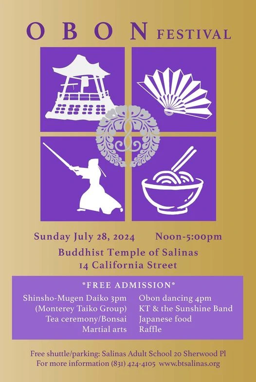 2024 Salinas Obon Festival (Bon Dance, Japanese Food, Games, Taiko, Tea Ceremony, Martial Arts..) Buddhist Temple of Salinas (Sunday)  | Japanese-City.com