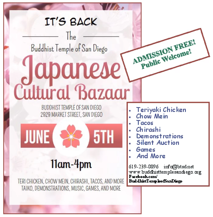 2022 Annual Japanese Cultural Bazaar Event, San Diego (Live Taiko, Japanese Food, Tacos, Salad, Games, Performance..) Sunday