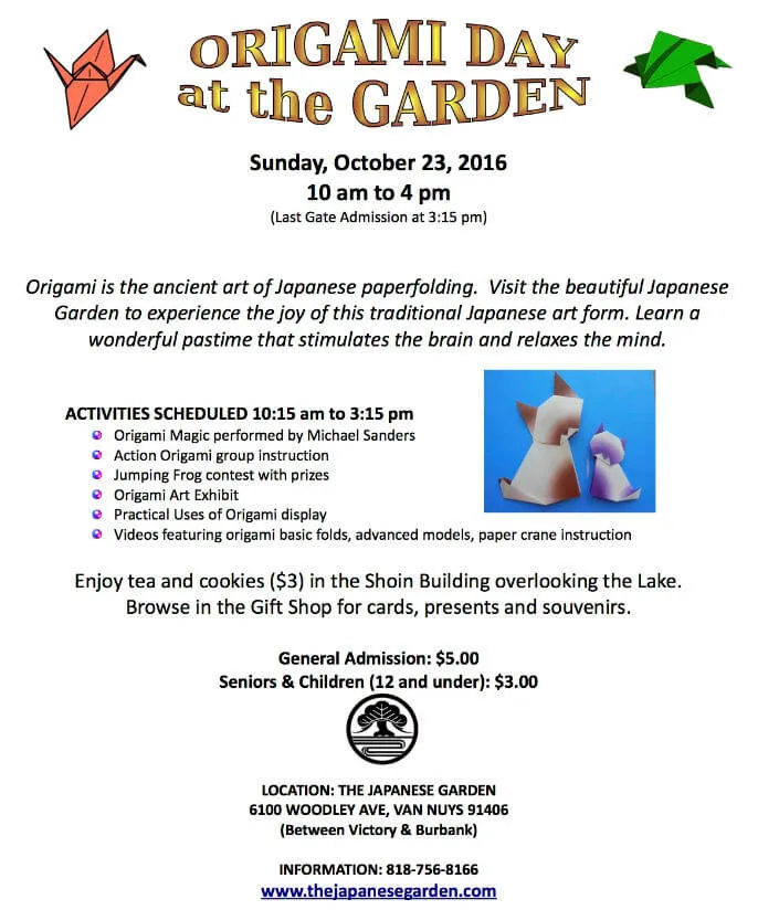 2016 Origami Day at the Garden (Origami is the Ancient Art of Japanese Paperfolding) | Japanese-City.com