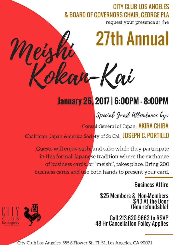 27th Annual Meishi Kokan-kai (Enjoy Sushi and Sake while they Participate in this Formal Japanese Tradition)