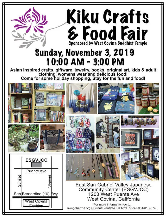 2019 - 11th Annual Kiku Craft & Food Fair (Asian Inspired Crafts, Kids & Clothing, Giftware, Books & Jewelry & Variety of Foods)