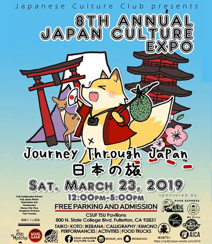 2019 California State University Fullerton - JCC 8th Annual Japanese Culture Expo-Journey Through Japan (FREE EVENT) Taiko, Games, Flower..  | Japanese-City.com