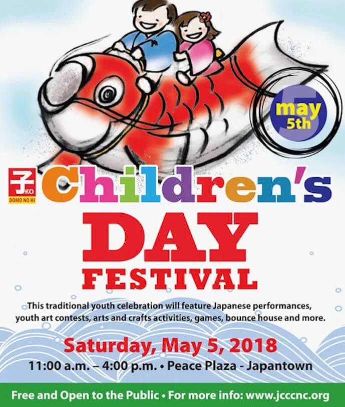 2018 - 26th Annual Kodomo no Hi Children's Day Festival - Cultural Performances, Arts & Crafts, Games, Art Contest, Bounce House & Raffle Drawing