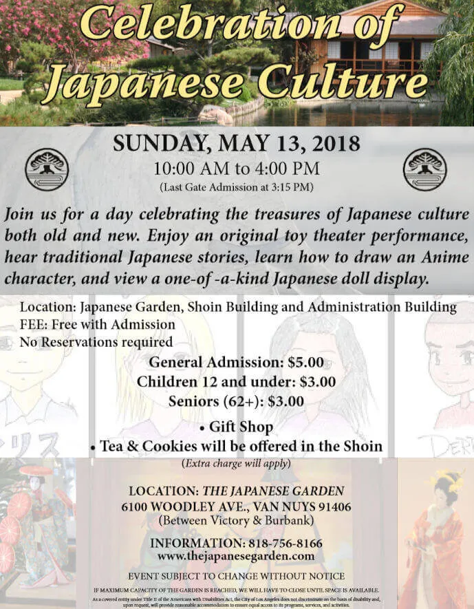 2018 - The Japanese Garden in Van Nuys Presents 'A Celebration of Japanese Culture' - Treasures of Japanese Culture, Both Old & New.  | Japanese-City.com