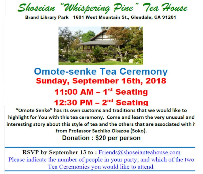 2018 Omote-Senke Tea Ceremony - Shoseian “Whispering Pine” Tea House