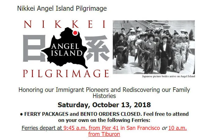 4th Annual Nikkei Angel Island Pilgrimage 2018 - Honor the Legacy of Our Immigrant Pioneers & Learn About Experience at Angel Island 