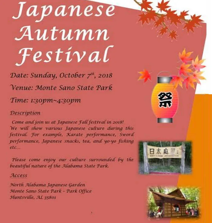 2018 Japanese Autumn Festival (Martial Arts & Sword Performance, Japanese Snacks, Tea, Games, Nature..) Sunday