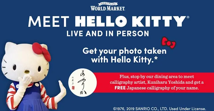 2019 Hello Kitty Meet & Greet (Stop by Dining Area to Meet Calligraphy Artist Kuniharu Yoshida & get FREE Japanese Calligraphy of your Name) | Japanese-City.com