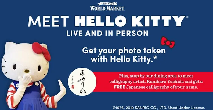2019 Hello Kitty Meet & Greet (Stop by Dining Area to Meet Calligraphy Artist Kuniharu Yoshida & get FREE Japanese Calligraphy of your Name)