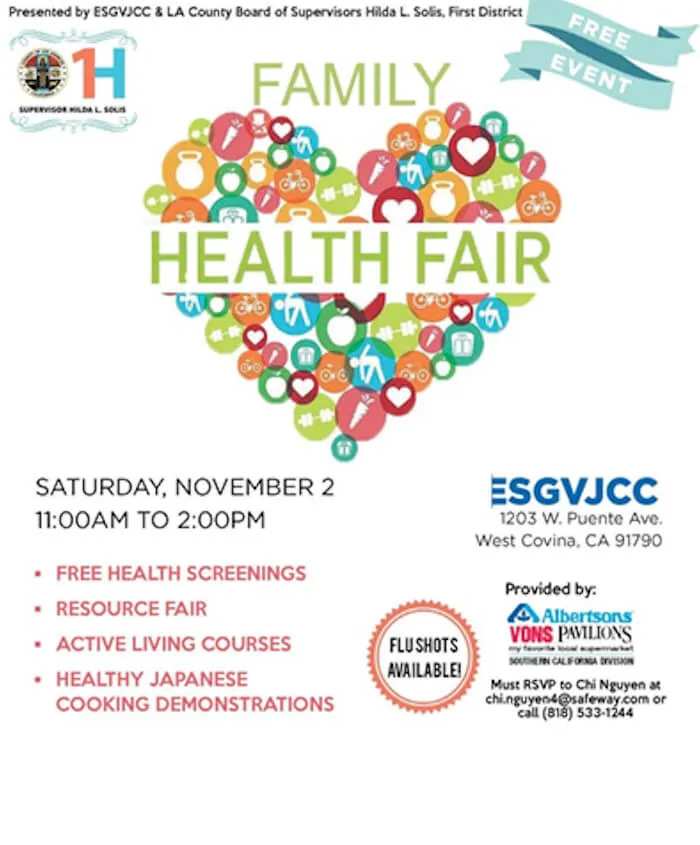 2019 Family Health Fair - Free Health Screenings, Resource Fair, Active Living Courses & Health Japanese Cooking Demonstrations