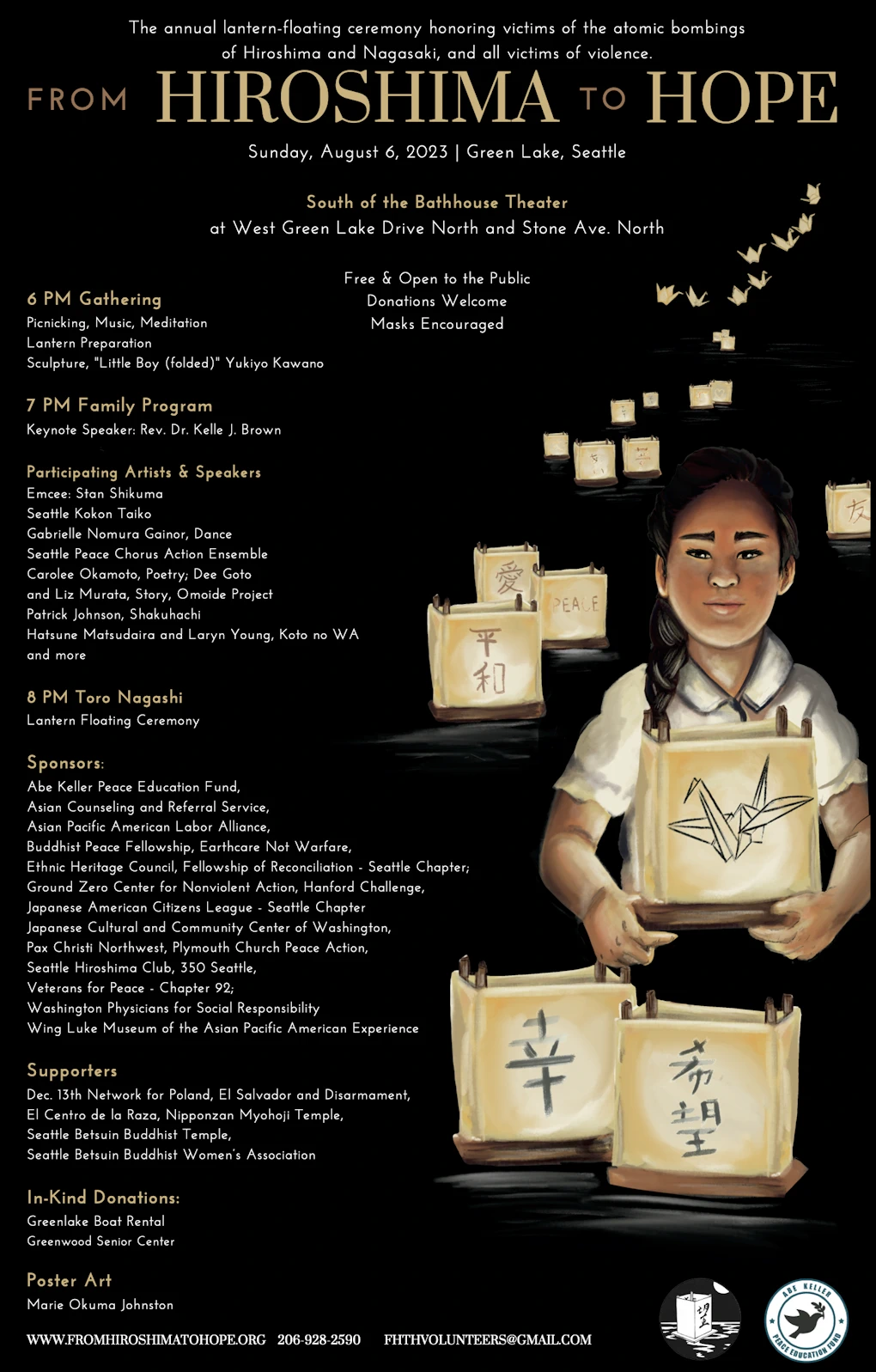 2022 Annual From Hiroshima to Hope Event - Floating Lantern Ceremony - Green Lake, Seattle 