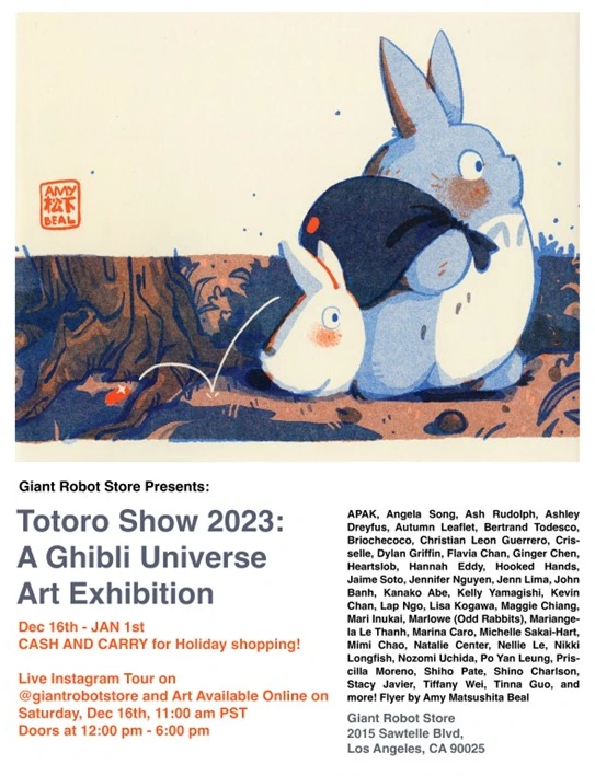 Totoro Art Show 2023 - 9th Annual Ghibli Themed Art Exhibition - Giant Robot, Sawtelle Japantown (Dec 16'23 - Jan 1,'24) | Japanese-City.com