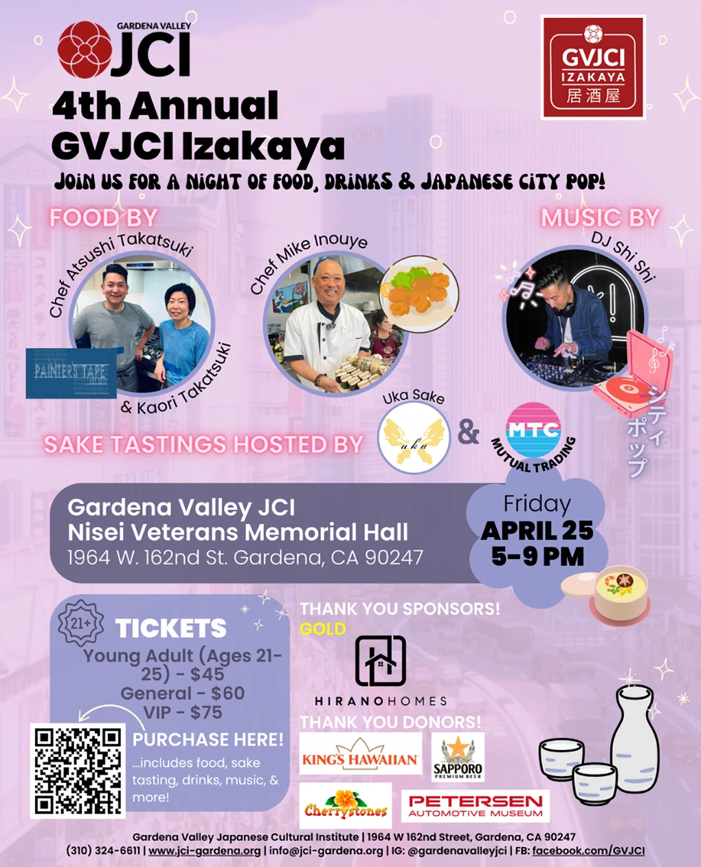 2023 - 2nd Annual Signature Event: GVJCI Izakaya (Happy Hour Style: Specialty Small Bite Food, Sake, Beer and Live Music)