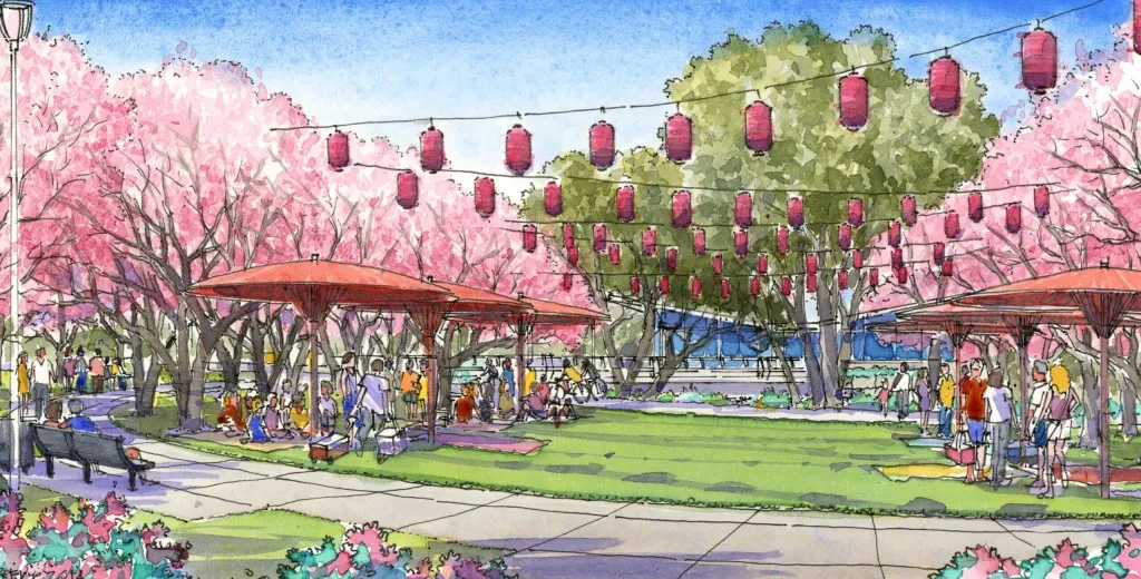 The Hanami Line at Robert T. Matsui Park: Sacramento’s First Cherry Blossom Park (Opens in 2024)