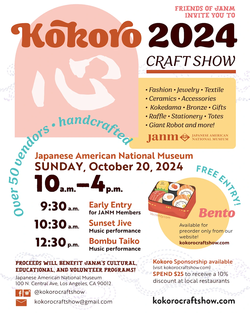 2024: 16th Annual Kokoro Craft Show (Vendors: Fashion Apparel & Accessories, Origami, Ceramics, Gifts, Handmade Stationary, & Bake Goods) @JANM | Japanese-City.com