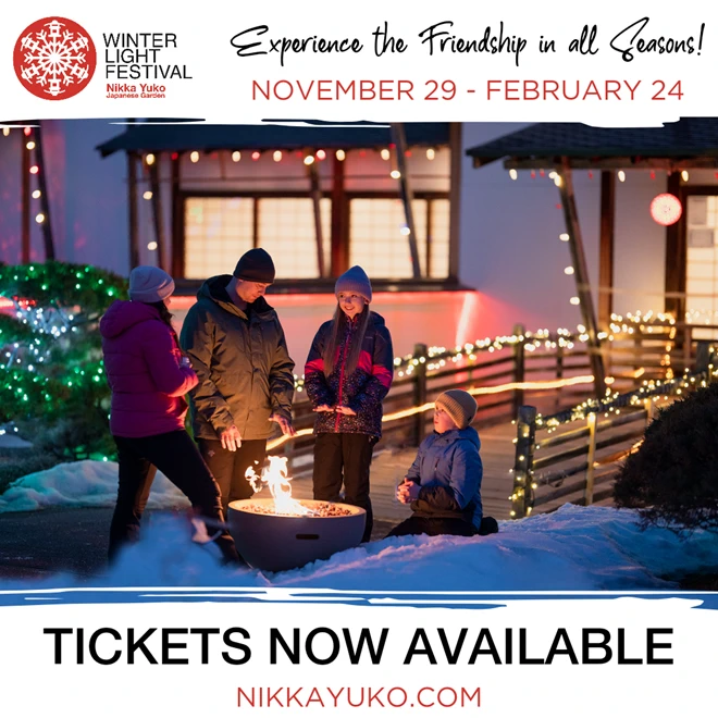 2024-2025: 9th Annual Winter Light Festival Experience (Garden into 4 Sections: Spring, Summer, Autumn & Winter) Nikka Yuko Japanese Garden (Video) | Japanese-City.com