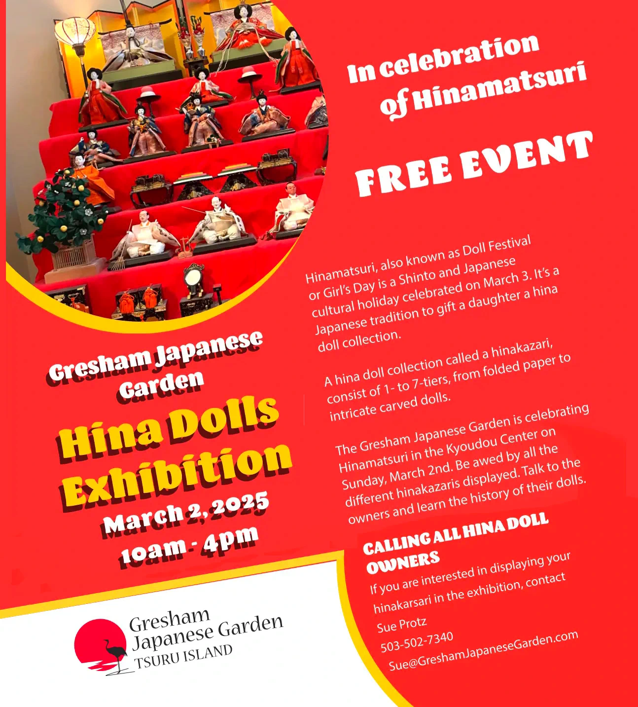 2025 Hina Dolls Exhibition (Traditional Japanese Dolls for Hinamatsuri, Girls' Day Celebration) Gresham Japanese Garden  | Japanese-City.com