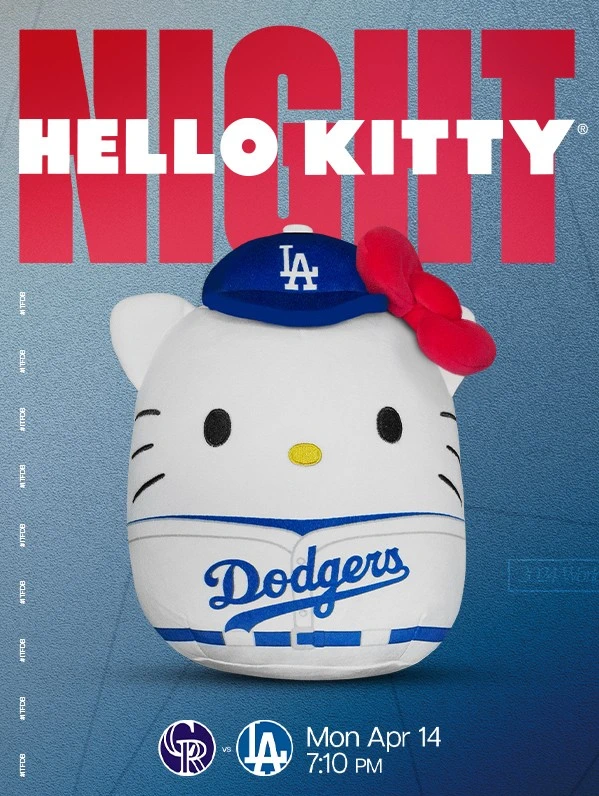 2024 Hello Kitty® Night at Dodger Stadium (Fans Who Buy Special Ticket Package Will Get a Hello Kitty-Themed Dodger Bag) Use Dodger Link!