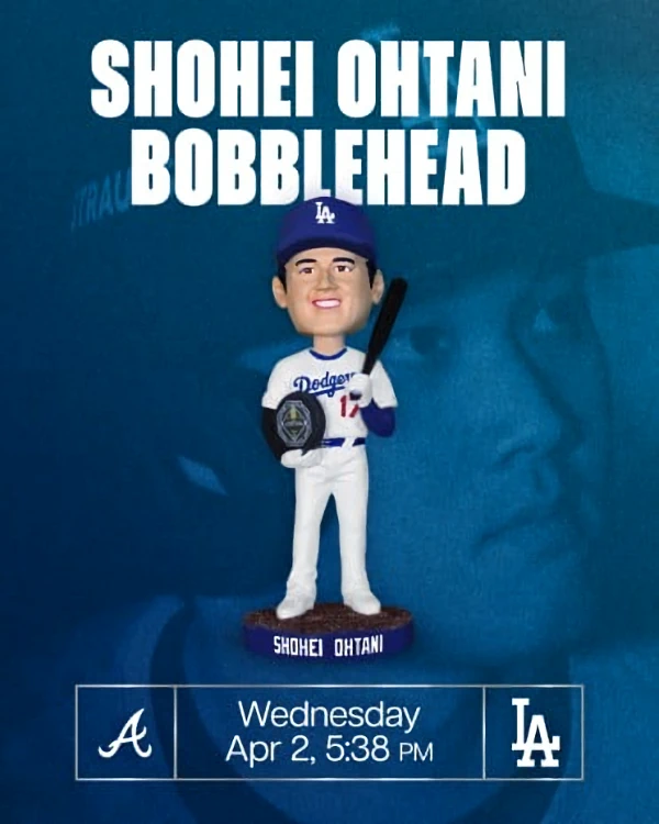 2024 Shohei Ohtani Bobblehead* at Dodger Stadium (Fans Who Buy Special Ticket Package Will Get a Shohei Ohtani Bobblehead) Use Dodger Link!