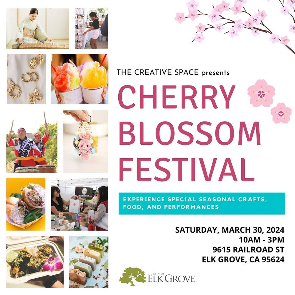 2024 Cherry Blossom Festival in Elk Grove (60 Crafters, Food Trucks and Performers) Old Town Plaza, Elk Grove