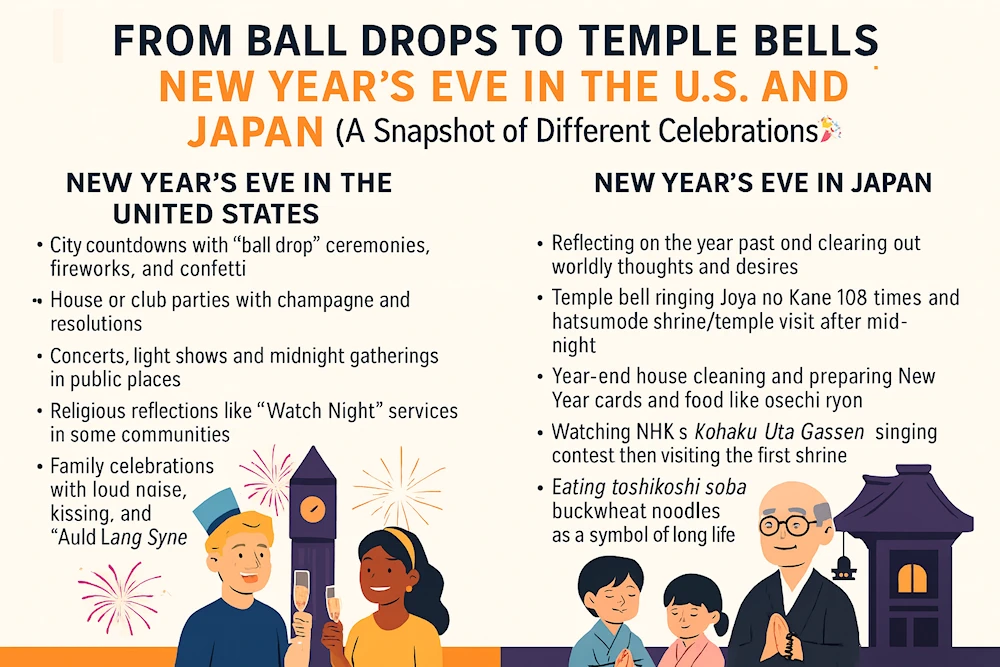New Year’s Eve Traditions Across the U.S. and Japan (How Two Countries Celebrate December 31)
