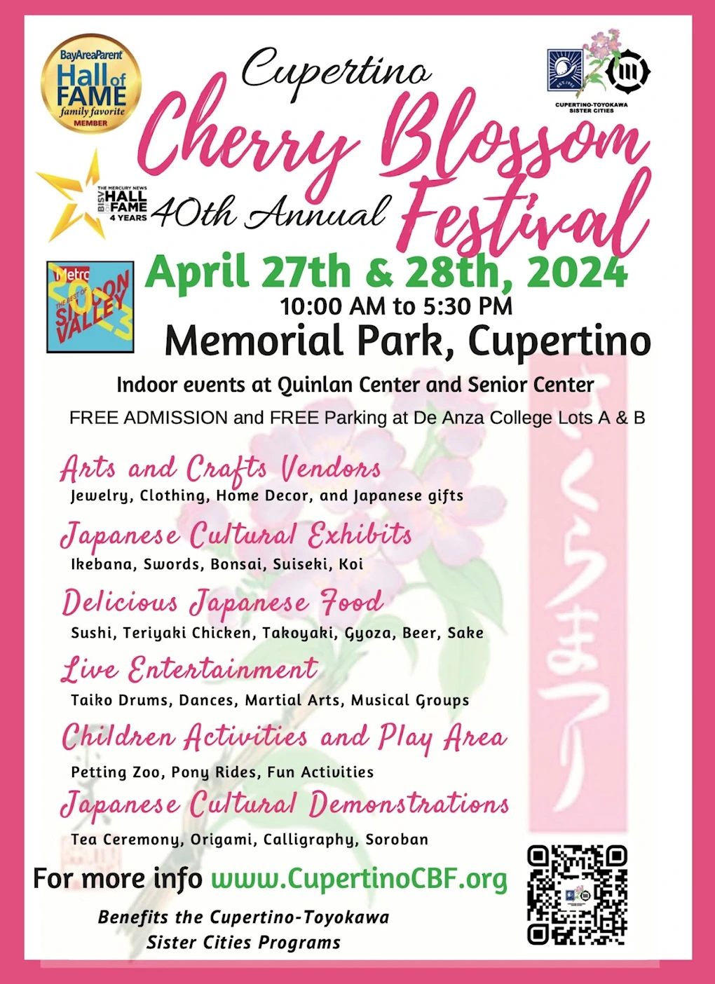2024 - 46th Annual Cupertino Cherry Blossom Festival Event (Japanese Arts & Crafts, Food, Origami, Martial Arts..) 2 Days [See Video] 