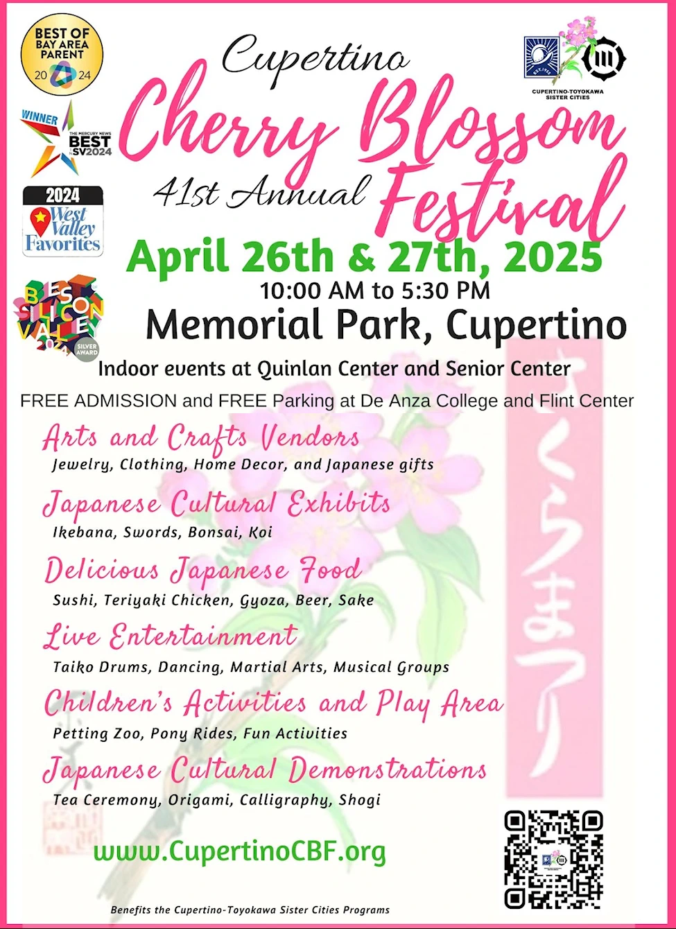 2024 - 46th Annual Cupertino Cherry Blossom Festival Event (Japanese Arts & Crafts, Food, Origami, Martial Arts..) 2 Days [See Video] 