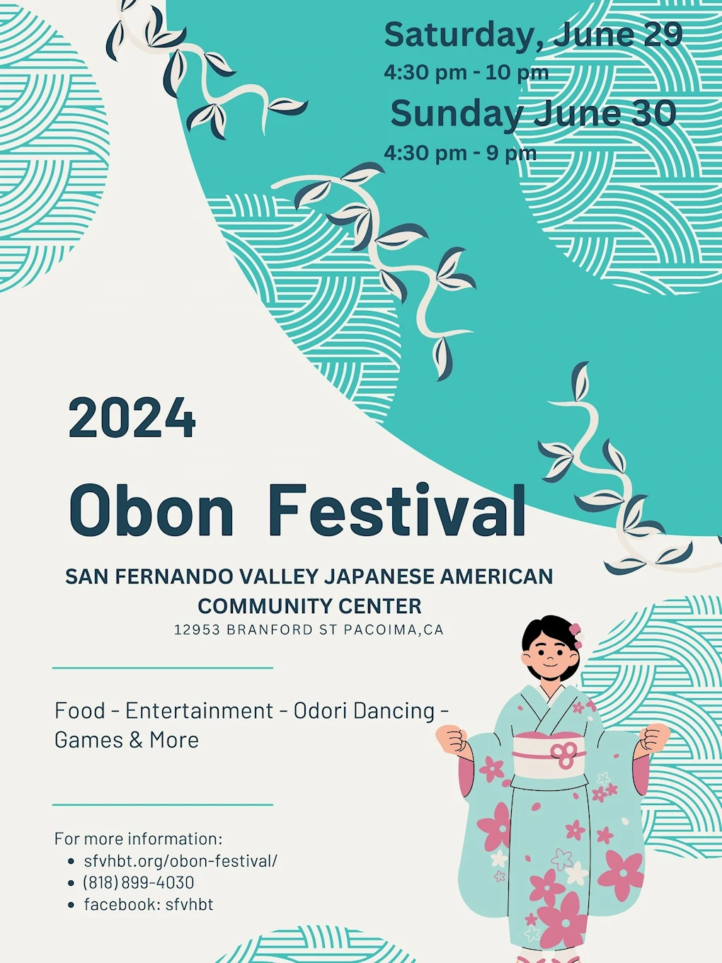 2024 San Fernando Valley Hongwanji Buddhist Temple Obon Festival (Japanese Food, Taiko, Cultural Exhibits, Games, Performances) SFVHBT (2 Days) | Japanese-City.com