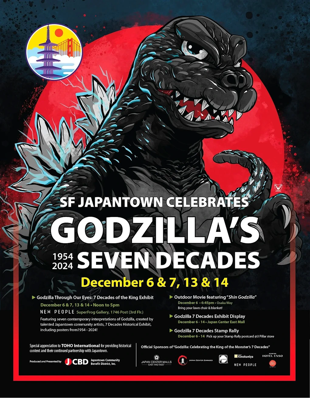 2025 SF Japantown Celebrates Godzilla's Seven Decades (2 Weekends: Dec 6-7, Dec 13-14)