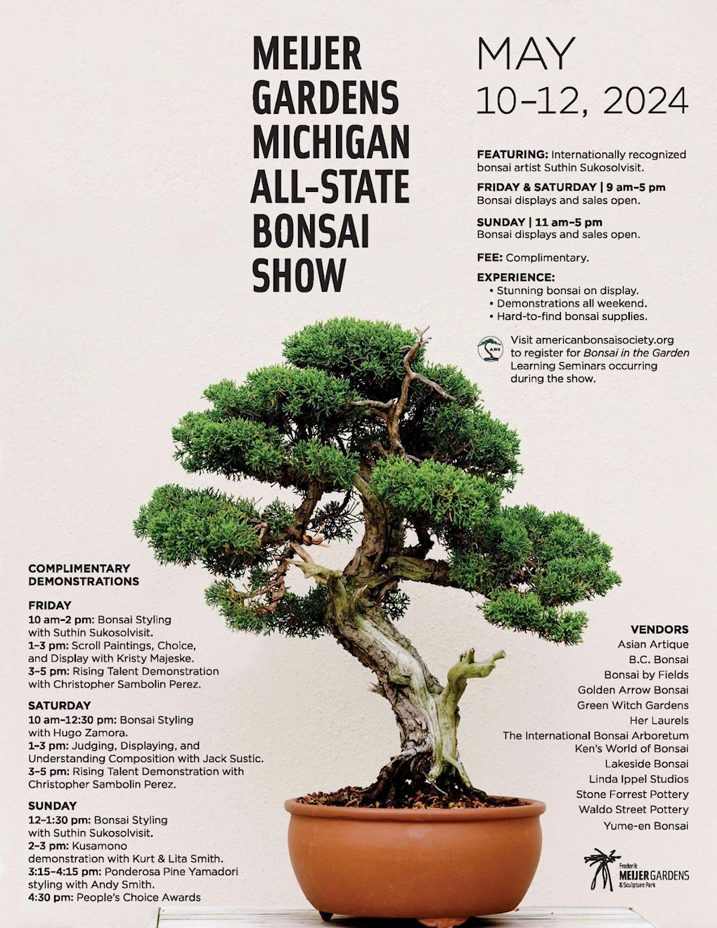 2024 Meijer Gardens Michigan All-State Bonsai Show (Bonsai Requires Involvement Who Engage in its Cultivation, Shaping, & Care..) | Japanese-City.com
