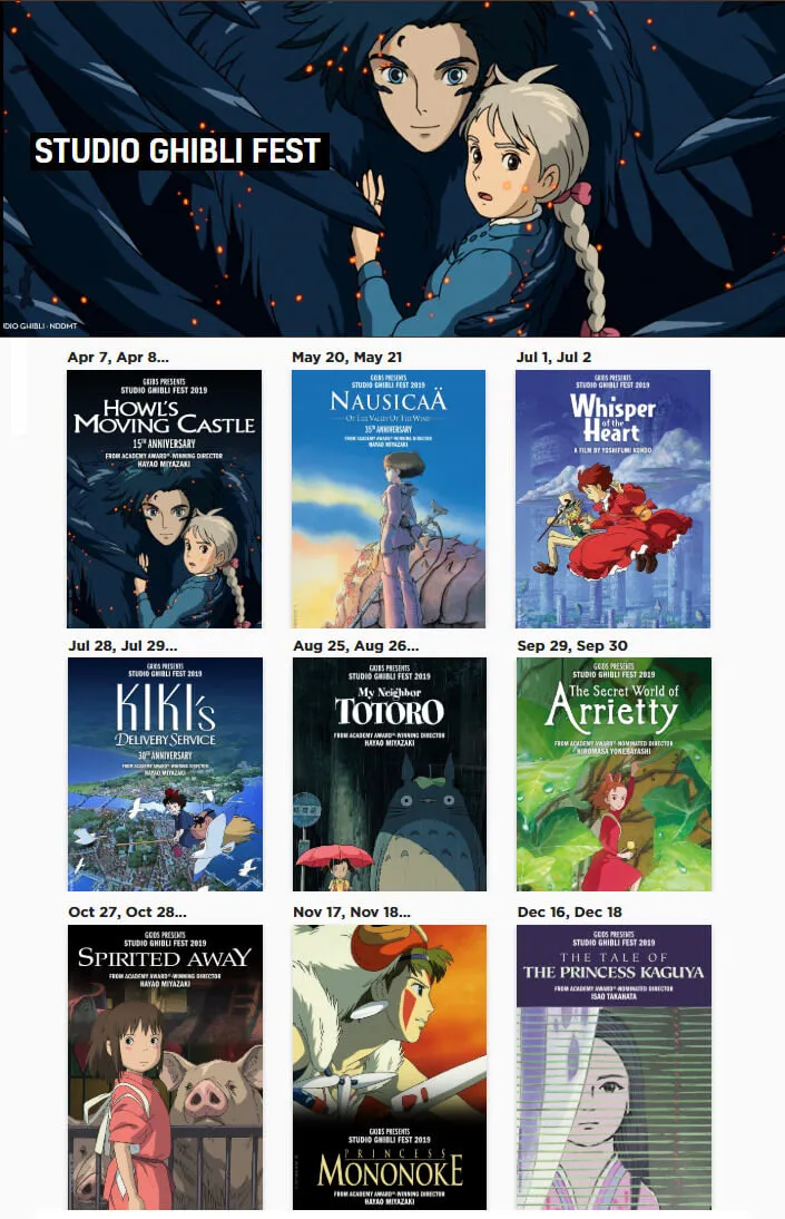 2019 Studio Ghibli Fest - 3rd Annual Studio Ghibli Fest to Experience the Wonder of 9 Beloved, Groundbreaking Animated Films