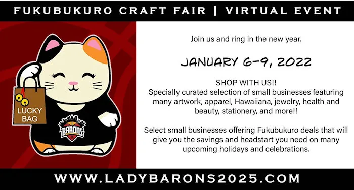 Fukubukuro Craft Fair Event 2022 - Virtual Event (January 6-9, 2022 - 4 Days) Featuring Artwork, Hawaiiana Jewelry, more..