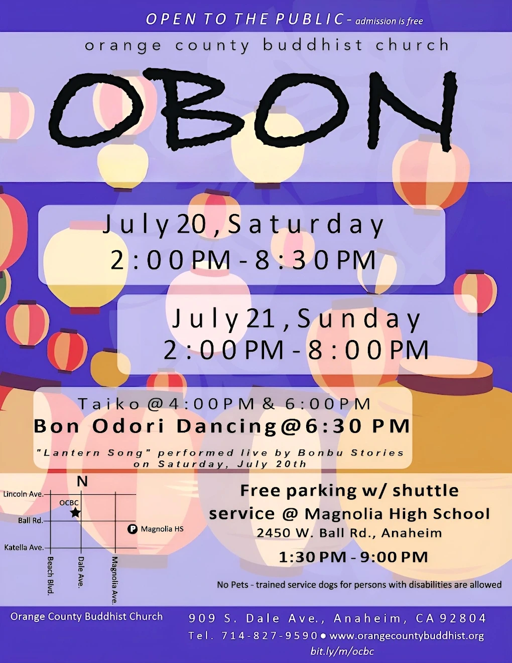 2024 Orange County Summer Obon Festival Event (Bon Odori, Taiko, Japanese Food, Games, Crafts..) OCBC (2 Days) Orange County Buddhist Church  | Japanese-City.com