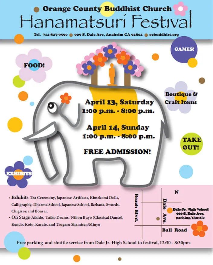 2022 Hanamatsuri Festival Event - Orange County Buddhist OCBC (Japanese Food, Music, Crafts, Games, Bonsai, Taiko, Spam Musubi, Teriyaki..) (2 Days) | Japanese-City.com